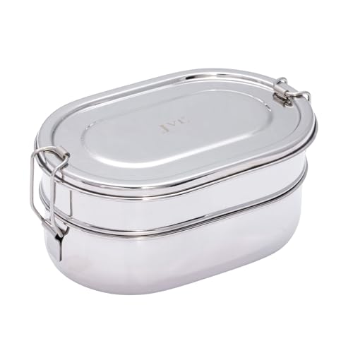 Image of JVL Stainless Steel 2 Tier Lunch Box (Capsule, Large)