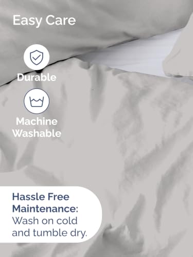 Image of Duvet Cover Oversized King - 3 Piece Set with Zipper Closure - French Grey | Soft Oversized King Duvet Cover 120 inch x 98 inch with 2 Pillow Shams, Hotel Luxury w / Zipper Closures & Ties, Comfy & Breathable