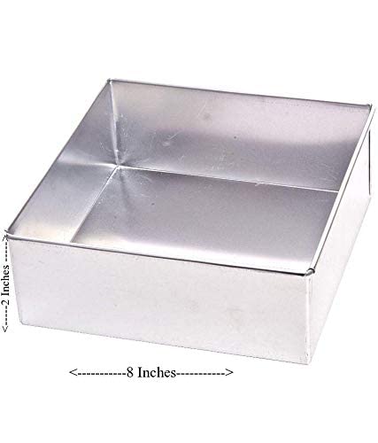 BAKERS 4U Aluminium Square Cake Mould (Aluminium, 8 x 8 x 2 INCH Square) a 1