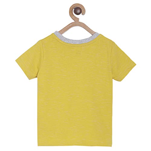 Image of miniklub Boys Yellow & Grey Solid T-Shirt With Pyjamas