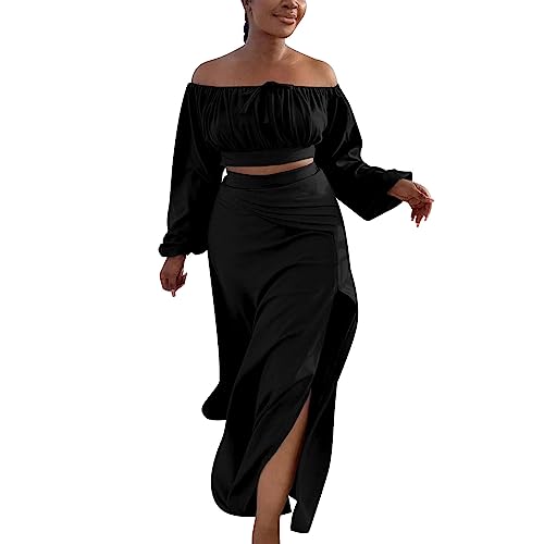 Robe longue noire sexy ensemble deux pièces pour affirmer votre audace