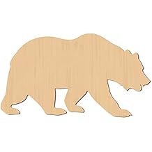 CREATCABIN Laser Cut Wood Bear Wall Art Unfinished Wood Cutouts Decorative Wall Sculpture Hanging Decor Unfinished for Craft Farm House Decor Housewarming Door Wall Room Decoration 25 x 14 x 0.6cm