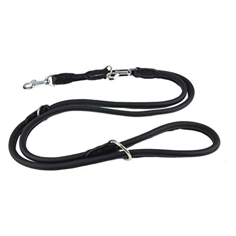 Handmade Black Leather Dog Lead by Champion Cover
