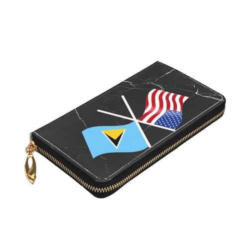American And Saint Lucia Flag Wallet Card Bag4