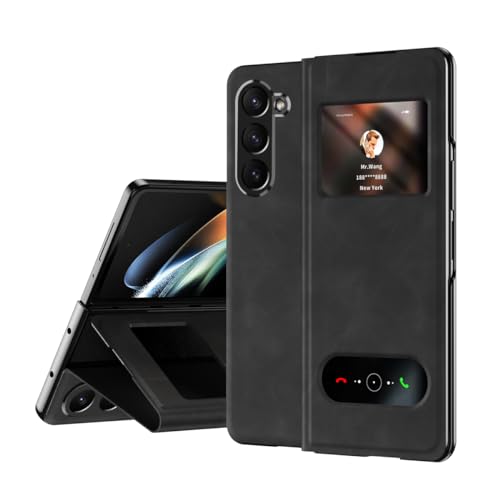 Protection Z Fold 6 antichute étui rabat magnétique cuir mince noir avec support
