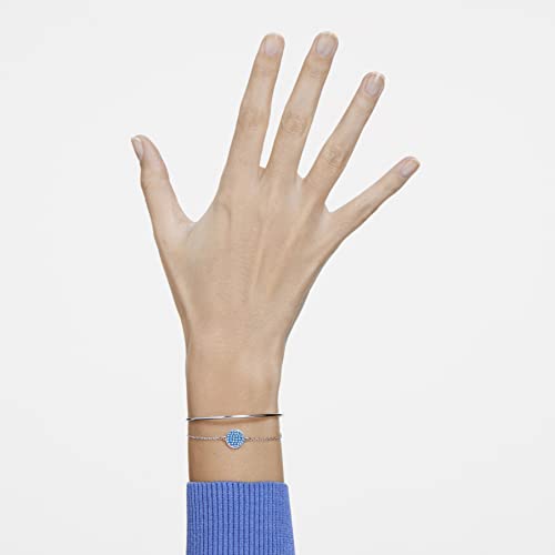 Swarovski Swaorvski Ginger Bangle Bracelet With Light Blue Crsytal Pavé On A Circle Motif And A Rhodium Finish Setting, Part Of The Ginger Collection #TOP5