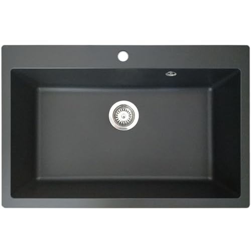 Essebagno Serra lava-loiças 1 bacia grande apenas 76 x 50 em resina preta