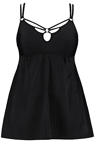Ulla-Popken-Damen-bis-62-Badekleid-eingearbeiteter-Badeanzug-Softcup-Bueste-Zierbaender-und-Metallic-Ringe-Verstellbare-Traeger-723626