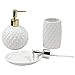 G Decor - Juego de 3 accesorios de diseño para el baño con vaso, dosificador para jabón líquido o loción y vaso portacepillos de dientes, cerámica blanca