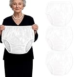 Florith Adult Diaper Cover Plastic Pants, Washable Reusable Waterproof Underwear, Rubber Pants for Adults with Leak Protection, Adjustable Briefs for Incontinence Care​ (White, Large)