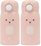 Fabelab Kinder Trinkflasche 320 ml | Bunny Edelstahl BPA Frei | Auslaufsicher für Schule | Wasserflasche (Packung mit 2)