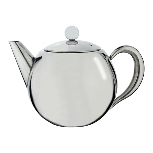 Café Ole Rondeo Stainless Steel Tea Pot Easy Pour Teapot with Infuser Basket 35oz 1000ml