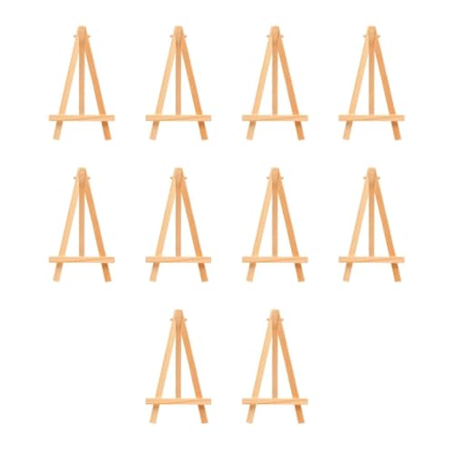 Image of Grandink 7 Inch Mini Wood Display Easel 9mm (Set of 10) | Natural wood A Frame easel stands for mini canvases, business cards, photos, signs, and tabletop displays.