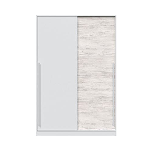 Mobelcenter, Dormitorio Juvenil Elliot, Conjunto Dormitorio Infantil Juvenil Color Blanco Artik y Blanco Velho, Cama Nido con Cajón y Armario 2 Puertas con Barra de Colgar y 4 estantes (P0055) - imagen 4