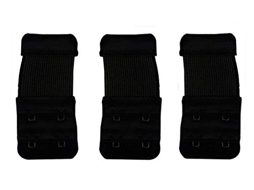 Hyfive Lot de 3 extensions de soutien-gorge pour femme Noir Blanc 2 crochets - Noir - taille unique