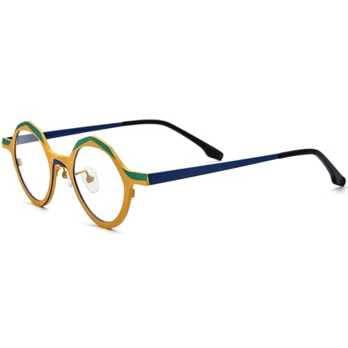 Image of FONEX Colorful Pure Titanium Glasses Frame Women Retro Round Eyeglasses
