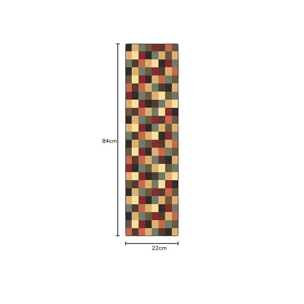 Ottomanson ottohome collection non slip rubberback checkered design 2×7 indoor runner rug 110 x 7 multicolor  urban country home decor