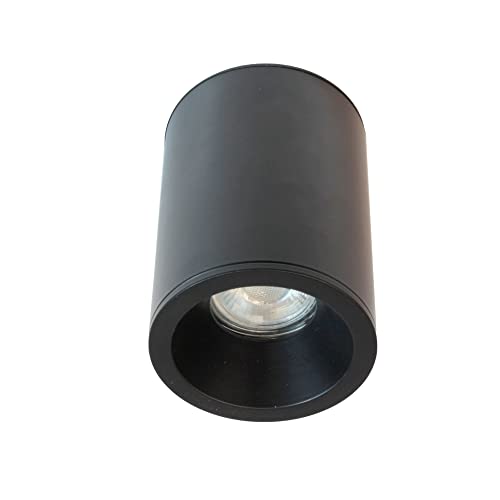 wonderlamp Foco superficie para Interior o Exterior Negro, IP65, Apto Baños, Bombilla GU10, Cilíndrico, Lutar