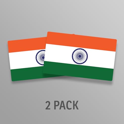 Image of World Country Flag Decal Stickers - Two Pack - for Cars Windows Bumpers Laptops Tablets Tumblers Cups Walls (India)
