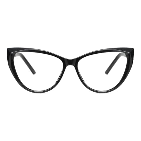 QECEPEI Blue Light Glasses Cateye Women Fake Eyeglasses Anti Eye Strain Computer Glasses Clear Lens Black Cover
