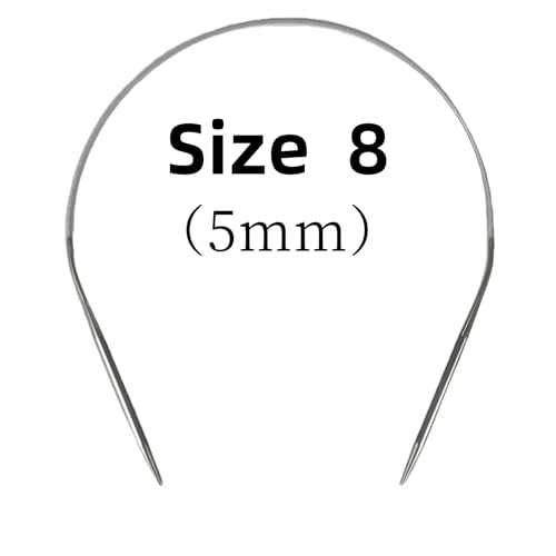 Image of Size 8 Stainless Steel Circular Knitting Needles 16 Inch 5 mm Set Round Metal (Silver, 16 inch-8-(5mm))