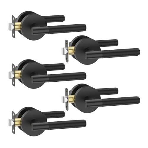 Amerdeco 5 Pack Matte Black Passage Interior Door Handles
