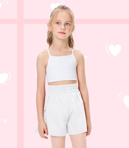 Girls High Waisted Running Shorts Athletic Gym Shorts Quick-Drying Shorts with Pockets2