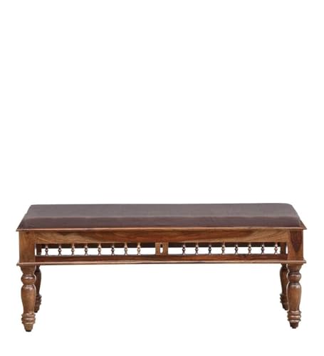 Image of BN Furniture Solid Sheesham Wood Traditional Dining Table Set of 6 Seater with Cushioned Chairs & Bench | Wooden Dining Table Set for Dining Room, Home, Hotel & Restaurant | Honey Finish