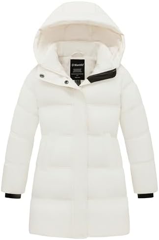 wantdo Girls' Winter Coat Long Puffer Jacket Warm Waterproof Parka with Hood