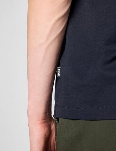 BOSS Herren Kleinem Logo aus Baumwolle mit Rundhalsausschnitt T-Shirt, Basic Navy, Groß – Ansicht 5