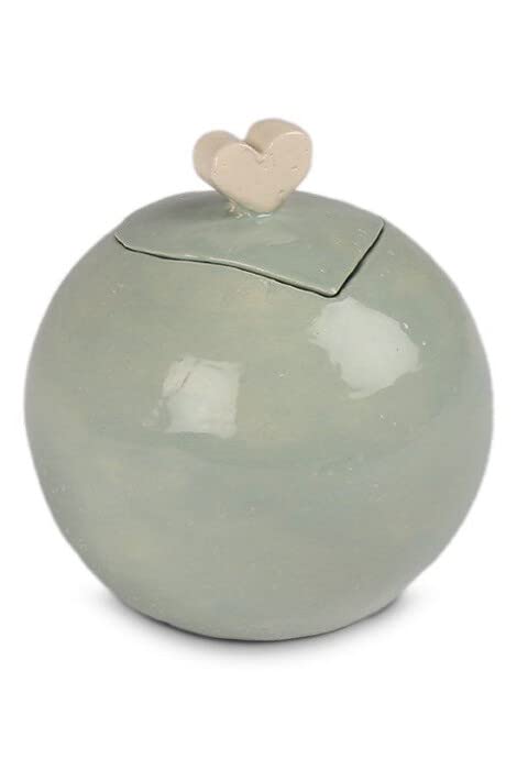 Mini urne funéraire en céramique Gris Vert petit format cœur gravé