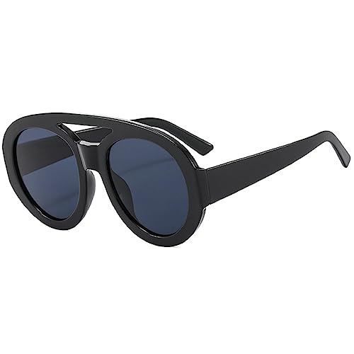 Vintage Double Beam Round Oversized Sunglasses For Women Fashion Gradient Sun Glasses Female Sexy Party Shades2