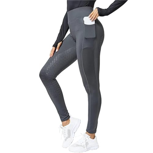 Culotte d'équitation en silicone pour femme pantalon taille haute extensible noir