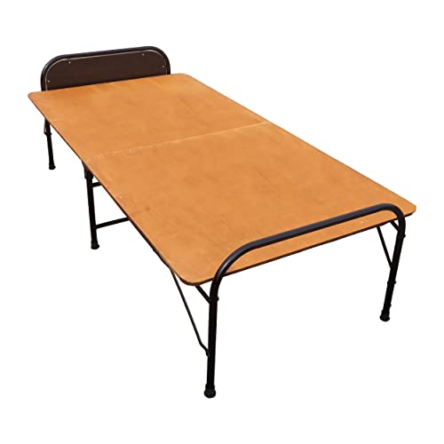 Image of Plywood Folding Bed Cot for Sleeping Space Saving Heavy Metal Frame| Portable | Multipurpose | Lightweight (Brown) (Round, 3X6 ft or 36X72 inch) Single
