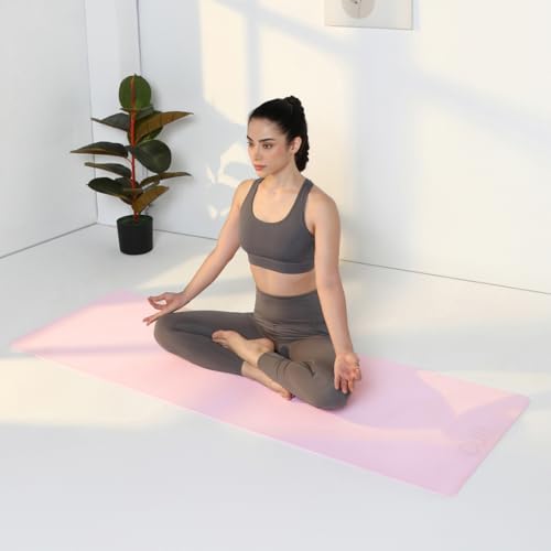 Image of Cult Yoga Mat 4mm EVA with Carry Strap - Lightweight, Non-Slip, Cushioned & Sweat-Resistant Exercise Mat - Eco-Friendly Workout Mat for Yoga, Pilates, Meditation & Home Gym - Pink