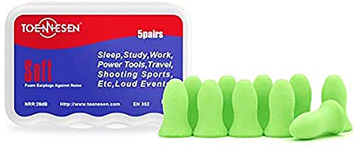 Soft Foam Earplugs for Sleeping - Foam Earplug with Highest NRR, Ultra & Comfortable Soft Earplugs for Sleeping, Hunting Season, Shooting, Traveling, Studying, Working (5 Pairs)