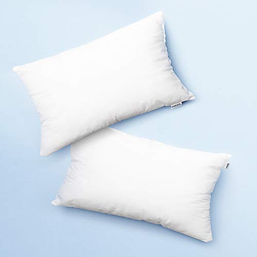 Image of Nestl Throw Pillows for Couch, 12x18 Pillow Insert, Soft Throw Pillow, Lightweight 12x18 Pillow Inserts, Machine Washable Sofa Pillows, White Throw Pillows Premium Throw Pillow Insert 12x18 Set of 2