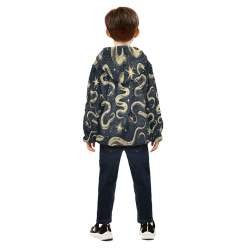 Cute Snakes and Stars Toddler Fleece Jacket Girl Boys Hooded Fleece Jacket Coat Warm Outwear Zip-up 3-10T4