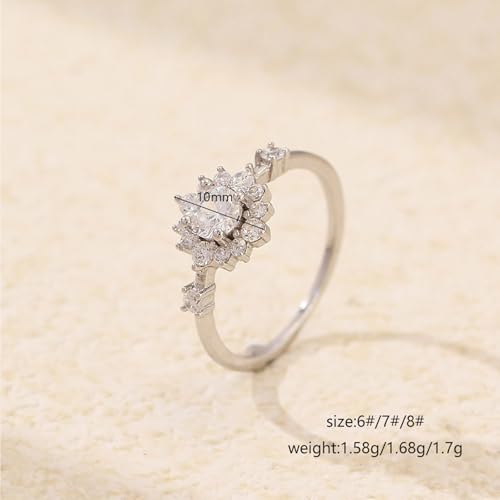 925 Sterling Silver Halo Ring for Women Square Round Cubic Zirconia Promise Rings4