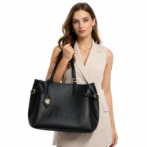 Image of Carrylux Women's Soft PU Tote Bag | Large Single Compartment Shoulder Handbag with Adjustable Strap | Office, College & Casual