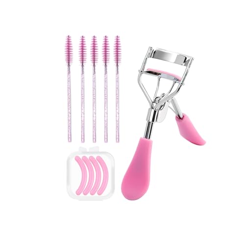 Image of BenePoint Eyelash Curler, Lash Curler with Bonus 4Pcs Replacement Lash Pads& 5Pcs Eyelash Spoolies, Portable Travel Lash Curler for Eyelash Extension (Pink)