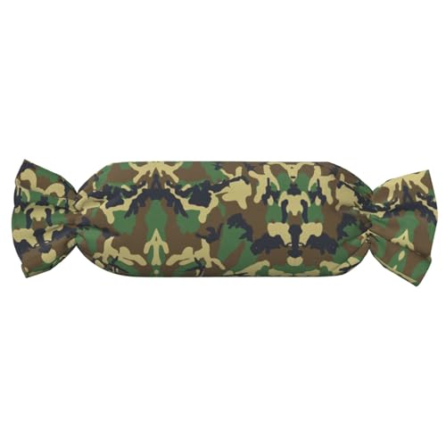 Almohada cilíndrica verde con estampado