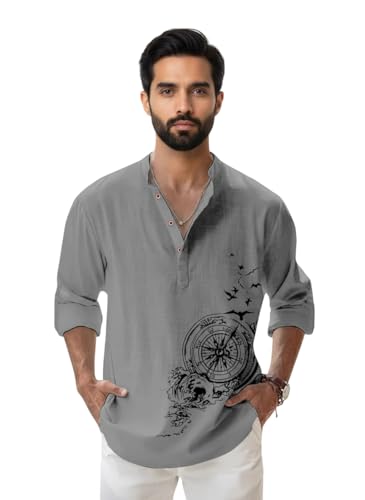 Image of Amazon Brand - INKAST Men's Cotton Blend Mandarin Collar Regular Fit Full Sleeve Casual Short Kurta