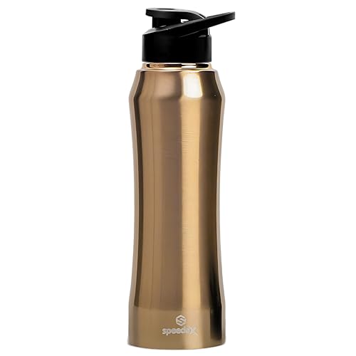 Speedex Stainless Steel Gold Water Bottle 1 Litre with Sipper Cap – Leak-Proof, Durable, Lightweight | Ideal for Office, School, Travel | Single Bottle (1000ml)