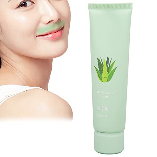 Crema Depilatoria Facial, Depilación Entle & Calmante para Mujeres, 100 G Depilación de Bigotes, Depilación de Labios, Pierna, Cuerpo, Axila, Mano, Aloe Vera, Crema Depilatoria con Espátula