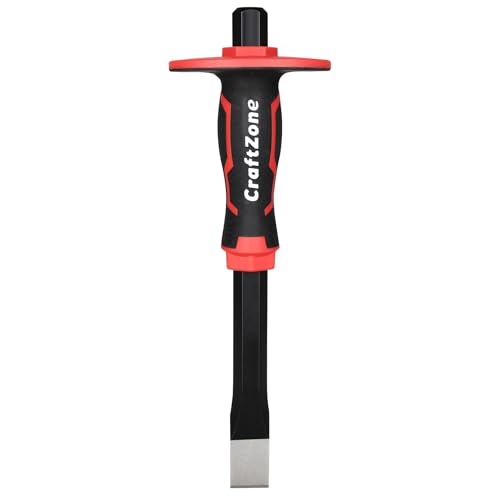 Masonry Chisel, 12-Inch Flat End with Hand Guard