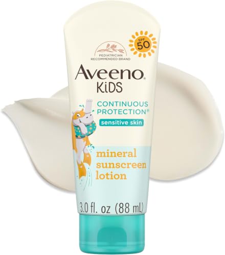 Image of Aveeno Kids Sunscreen Lotion, Broad Spectrum, SPF 50, 3 Fl Oz (Pack of 12)