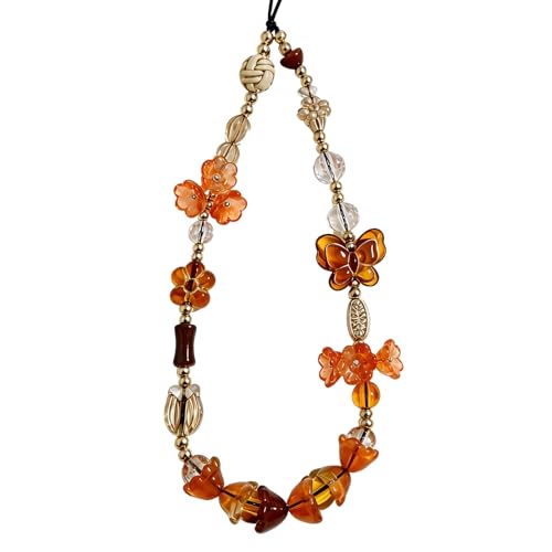 Image of Cute Beaded Camera Wrist Strap for Phone, Digital Camera Charm Lanyard, Pearl Beaded Chain for Bag Keychain Gift
