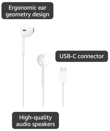 Image of Apple EarPods Headphones with USB-C Plug, Wired Ear Buds with Built-in Remote to Control Music, Phone Calls, and Volume