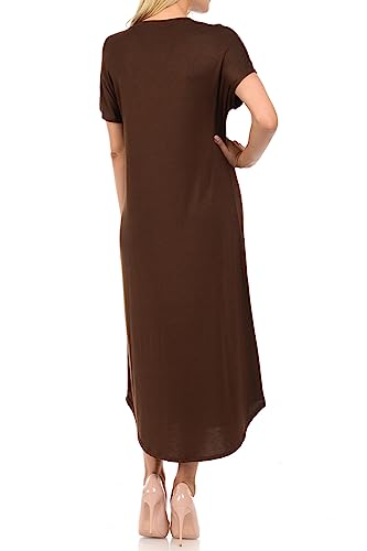 Image of iconic luxe Women's A Line Short Sleeve T Shirt Midi Dress Summer Casual